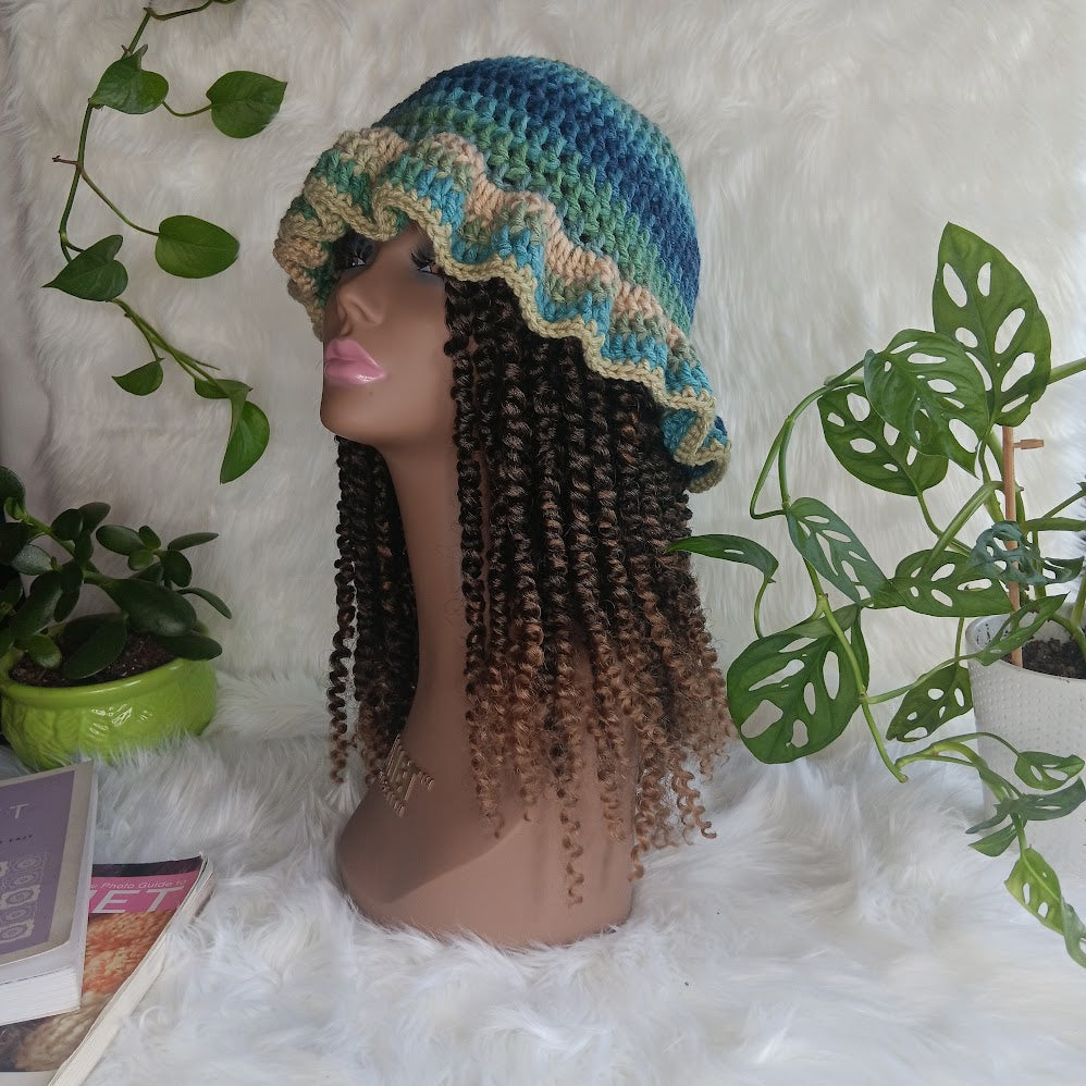 Crochet Ruffle Hat – Handmade, Custom Colors | Blessed Hands Apparel