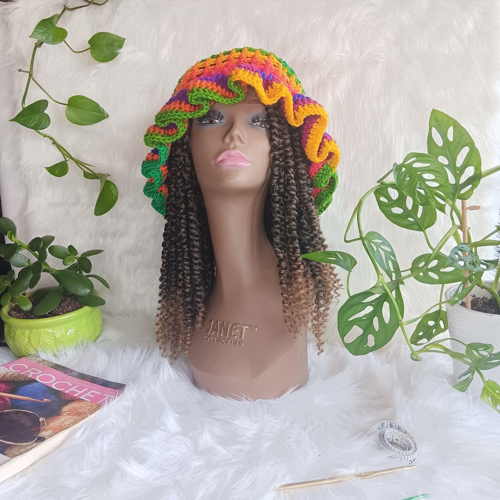 Crochet Ruffle Hat – Handmade, Custom Colors | Blessed Hands Apparel