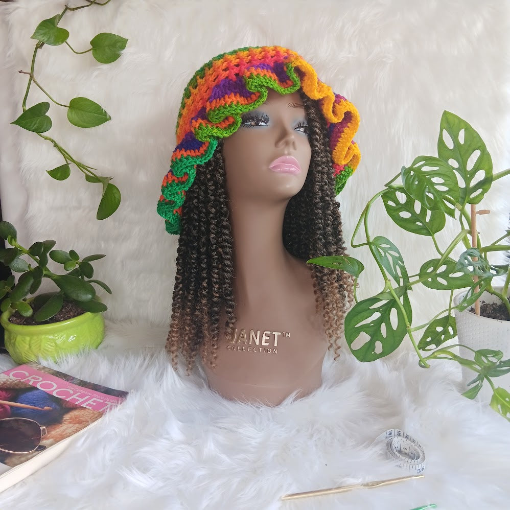 Crochet Ruffle Hat – Handmade, Custom Colors | Blessed Hands Apparel